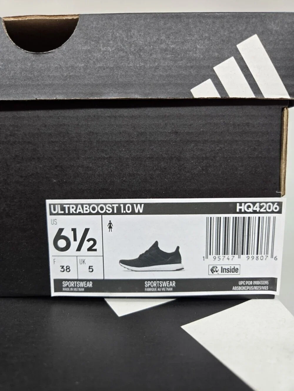 adidas Women's UltraBoost 1.0 HQ4206 Double Black Shoes Size 6.5 New